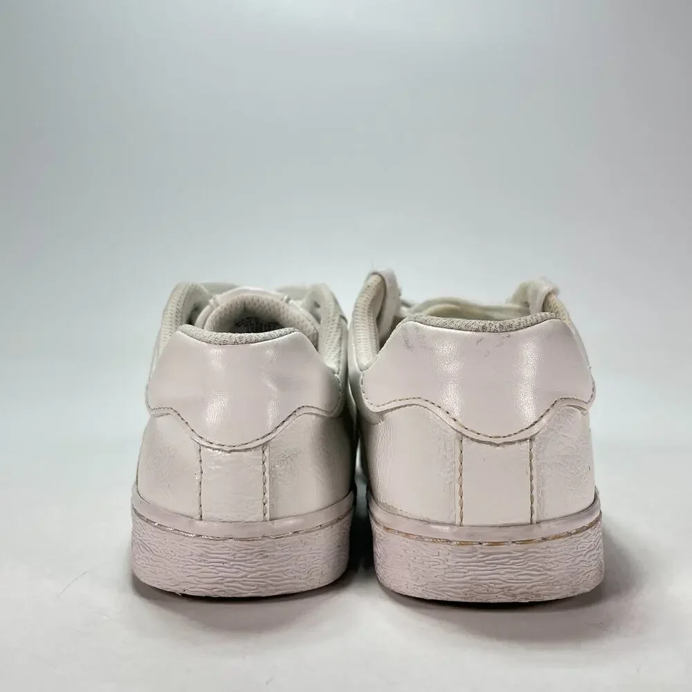 The Children's Place Uniform White Faux Leather Low Top Sneakers Youth Size 3
